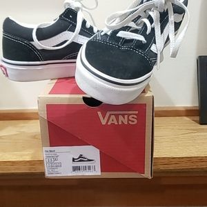 Little Girls Black and White Van Sneakers